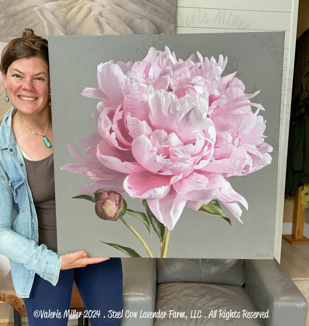 Original pink flower painting, pink peony painting, buy peony painting, pink painting