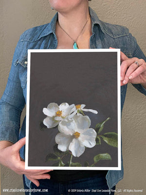 White Roses (Canvas and Paper Print)