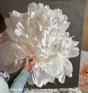 White Peony Original Painting